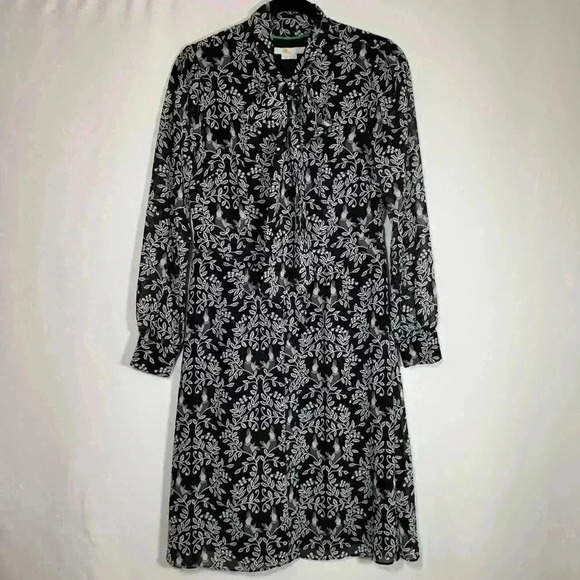 Boden Sylvia Shirt Dress Black Parrot Paradise Novelty Career Classy Twee Size 6 - Picture 4 of 15